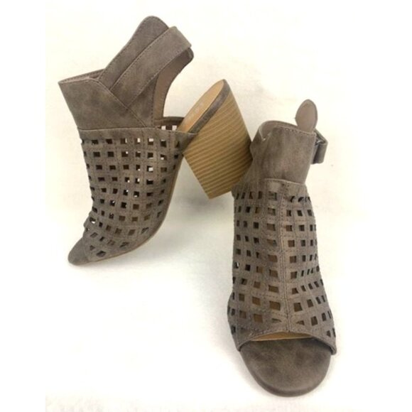 Women's Shimmer by EDL Mercedes Taupe Open-Toe Block Heel Size 9m - Picture 2 of 9
